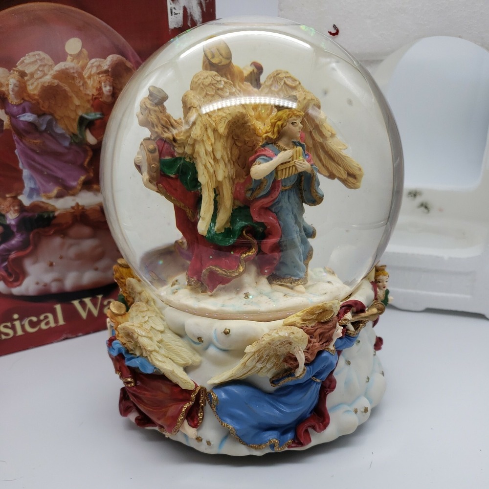 Large Musical Waterglobe Angels With Various Musical Instruments Great Cond box - Picture 4 of 12